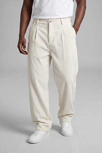 KHAYN ERKEK BAGGY PİLELİ DÜĞMELİ BEL LASTİKLİ KADİFE PANTALON K2056KP