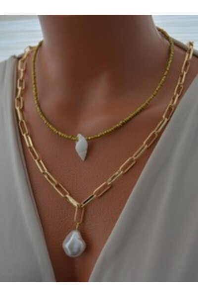 Stoneage Necklace - Gold Color -