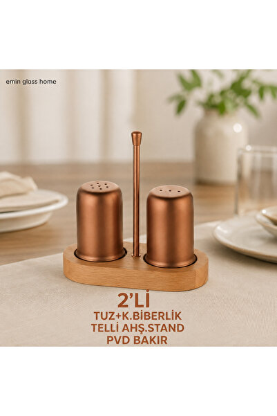 Genel Markalar EMİN 2'Lİ TUZ+K.BİBERLİK TELLİ PVD BAKIR AHŞ.STAND