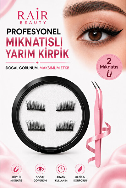 rair 2 Mıknatıslı Yarım Kirpik – Çekik Bakış Etkisi, Doğal ve Belirgin Görünüm