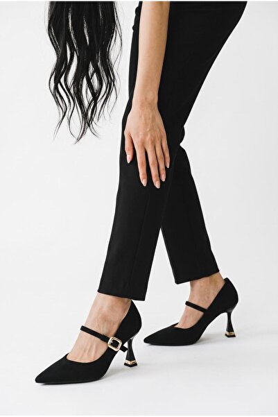 besoin shoes store Matte Satingold Buckle Detailed Thin Heeled Shoes Stiletto...