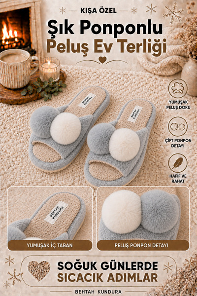 Behtah Kundura Women's Open-Front Pompom Maternity Postpartum Non-Slip Light-...