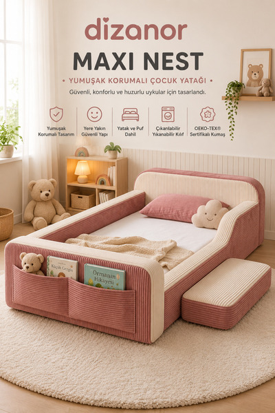 Dizanor Yeni Nesil Maxi Nest %100 Sünger ve Yıkanabilir Fermuarlı Kumaşa Sahi...