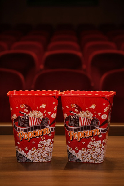 Monrize Concept 2'li Kare Mısır Kovası Popcorn Kovası Patlamış Mısır Cips Atı...
