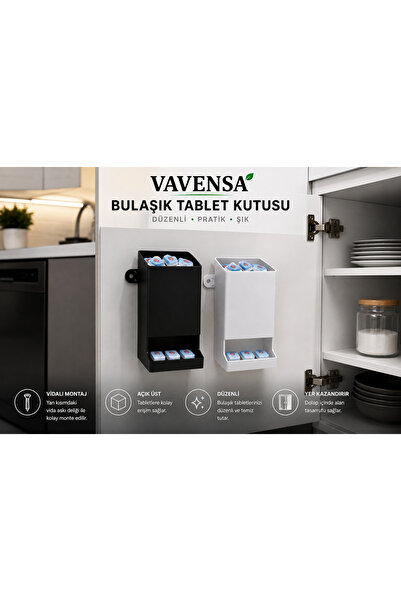 VAVENSA Vidalı Bulaşık Makinesi Tablet Kutusu Dolap İçi Askılı Tabletlik Düze...