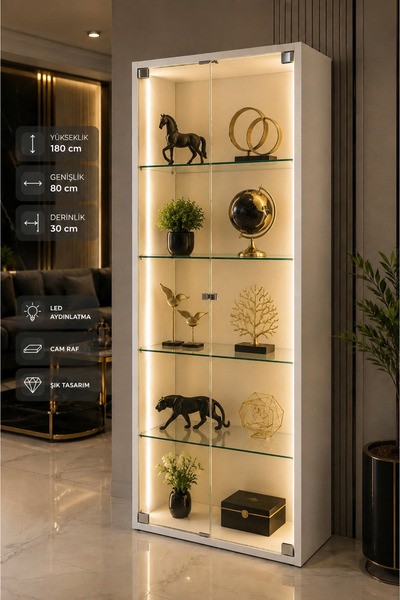xhomedekor 180x80x30 mdf kırılmaz cam Cam vitrin