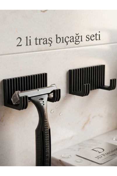 STRAWLİN MAISON 2'li Siyah Tıraş Bıçağı Tutucu ve Askı Seti