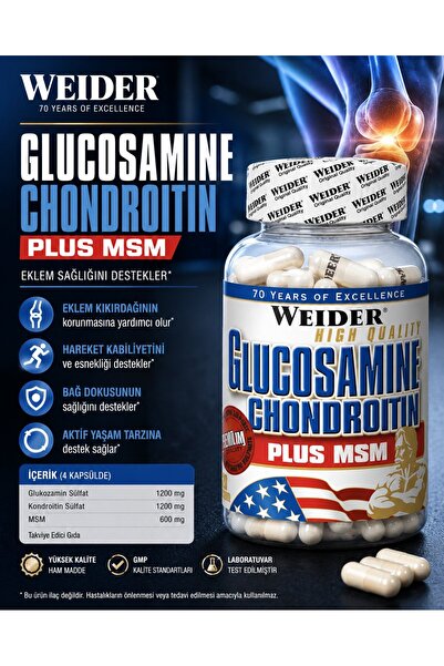 Weider Glucosamine Chondroitin Plus MSM Metilsülfonilmetan – 120 caps - Eklem...