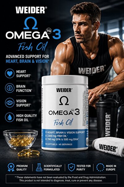 Weider Omega 3 Fish oil EPA DHA 2000 mg 90 Softgels