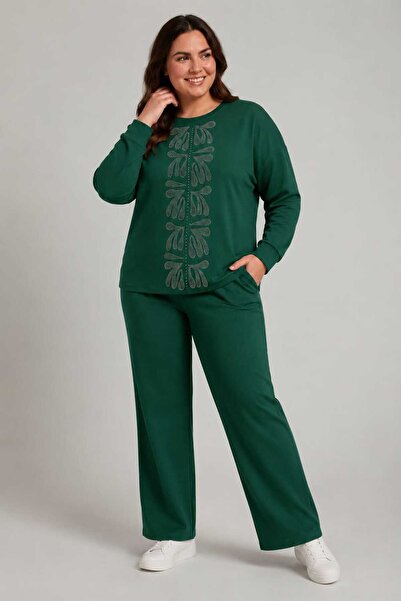 Vinola Plus size lycra modal fabric pocketed slit comfortable cut tracksuit set