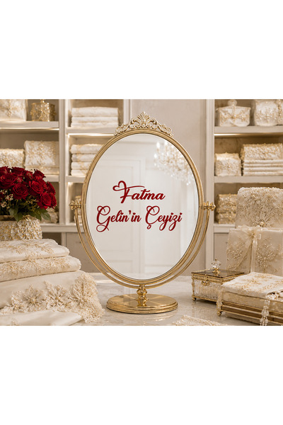 AlpiLeo Kişiye Özel Gelin Çeyizi Ayna Stickerı – İsimli Çeyiz Aynası Yazısı –...