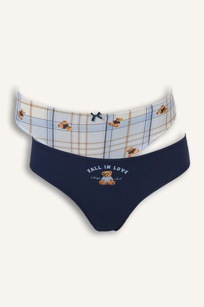 DeFacto Ribana Teddy Bear Printed 2-Piece Slip Panties Set I4144Ax26Au