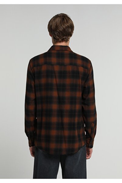 Colin's Regular Fit Shirt Neck Ekoseli Erkek Turuncu Uzun Kol Gömlek