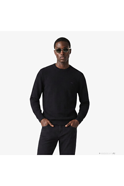 Lacoste Erkek Regular Fit Bisiklet Yaka Yün Siyah Kazak