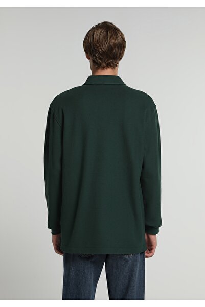 Colin's Relaxed Fit Polo Yaka Düz Erkek Yeşil Uzun Kol Tişört