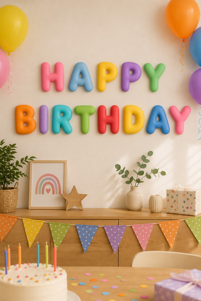 Üreet لافتة جدارية ثلاثية الأبعاد مزخرفة بعبارة HAPPY BIRTHDAY - حروف ديكور م...