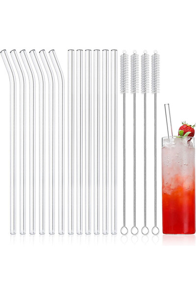 Choice clear 12-Pack Reusable Glass Straws Clear Smooth Glass Drinking Straw ...