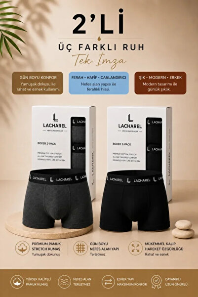 Veraura Lifestyle Men's lycra cotton breathable combed boxer 2-pack - smoke -...