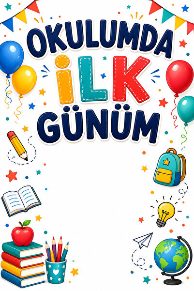 Rabadon Okulumda İlk Günüm Fotoğraf Çekim Brandası 100x150 cm | İlkokul Anaok...