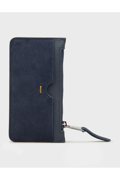 PAUL&SHARK Men's Zippered Suede Detailed Navy Blue Handbag