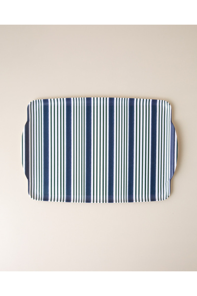 English Home Fine Line Melamin Kaydırmaz Tepsi 25x38 cm Lacivert – Yeşil