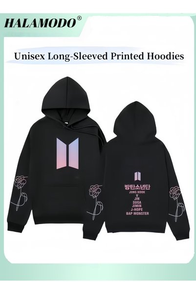 HALAMODO Unisex Hoodies Long-Sleeved Printed Tops Casual Sweatshirts Soft Spo...