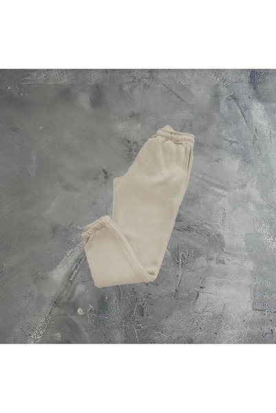 Generic Brand Men's 3 Thread Elastic Cuffed Straight Tracksuit - Beige