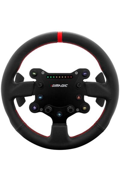 SİMAGİC GTS Steering Wheel, Leather, 7 Buttons, 2 RGB Switches (Black)