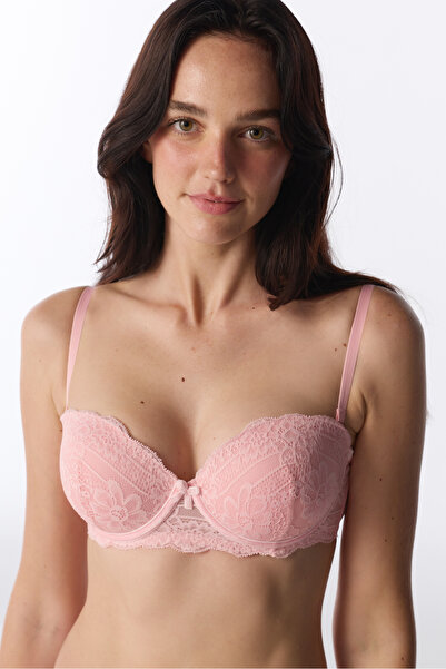 Penti Pembe Angelic Dantel Pedli Push Up Sütyen