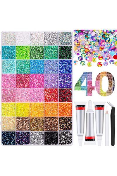 BananaHome 40 Colors 32000Pcs Resin Jelly Rhinestones for Bedazzling, Multico...