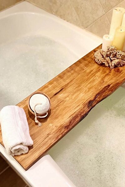 hiraca 100 Cm Ahşap Küvet Spa Tepsisi Küvet Sehpası Duş Banyo Tabure Sehpa Ra...