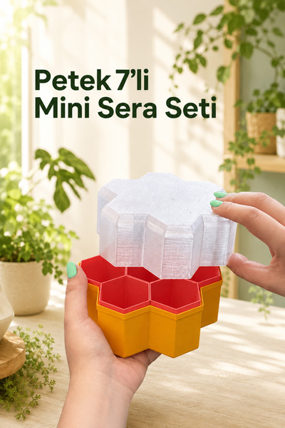 Petek 7’li Mini Sera Seti Tohum Çimlendirme ve Fide Yetiştirme Saksısı
