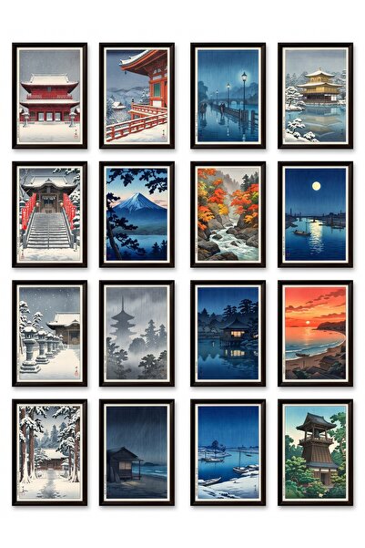 Store Kawase Hasui Tabloları 16'lı Sticker Seti Laptop Defter Ajanda Etiketi