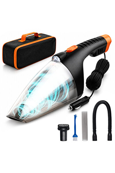 TECHSEN Aspirator auto portabil M1 Turbo, 110W, LED, filtru lavabil, 3 acceso...