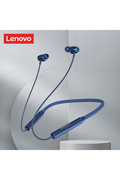 LENOVO سماعات أذن بلوتوث أصلية زرقاء HE05X مقاومة للماء مع صوت عالي الجودة وم...