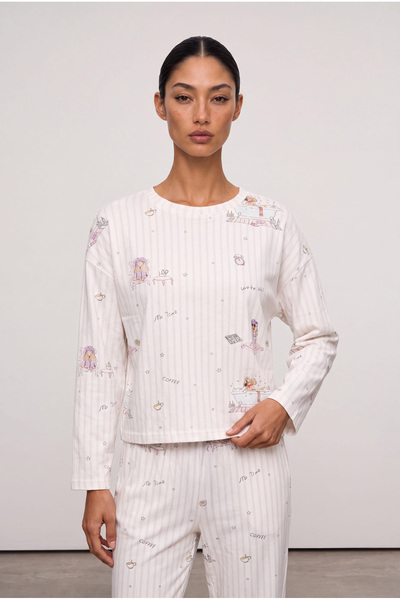 Hays Kadın Pamuklu Uzun Kollu Pijama Üstü