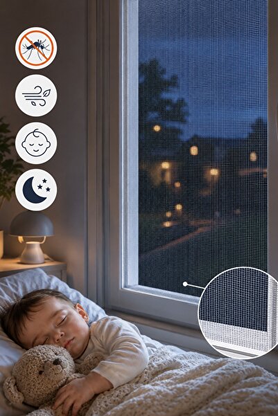 omilife Pencere Sinekliği Tülü 100x150 CM Kendinden Yapışkanlı Sineklik Perde