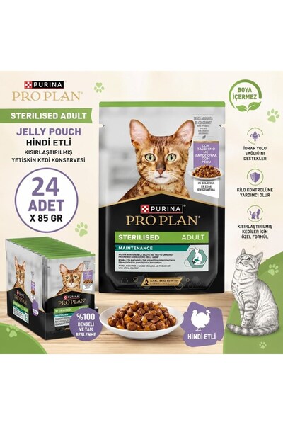 Pro Plan Jelly Pouch Hindi Etli Kısırlaştırılmış Yetişkin Kedi Konservesi 85 ...