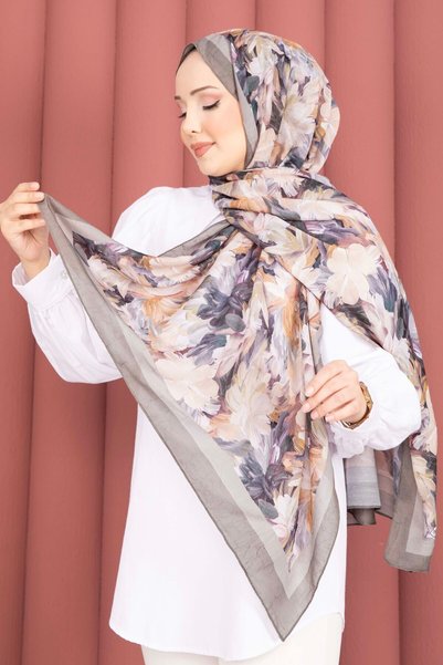 EBRUTESETTÜR Premium Floral Patterned Shawl Series Green Olive