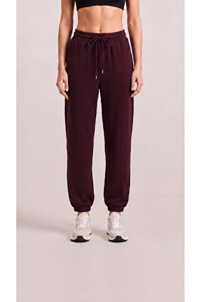 zazzia Women's Burgundy Modal Fabric Silky Textured Sweatpants