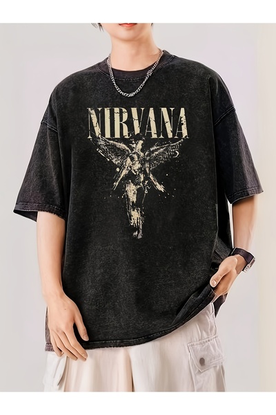 MSEF Unisex 100% Cotton Vintage Washed T-Shirt, Loose Drop Shoulder Street St...
