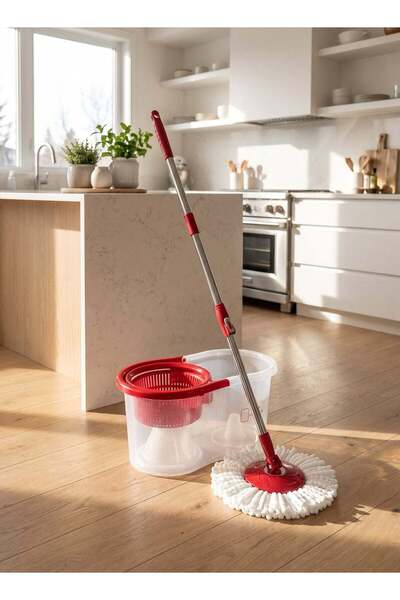 SUPER 5 RotoMop Compact Spin Mop with Bucket | Microfiber Floor Cleaner | Inc...