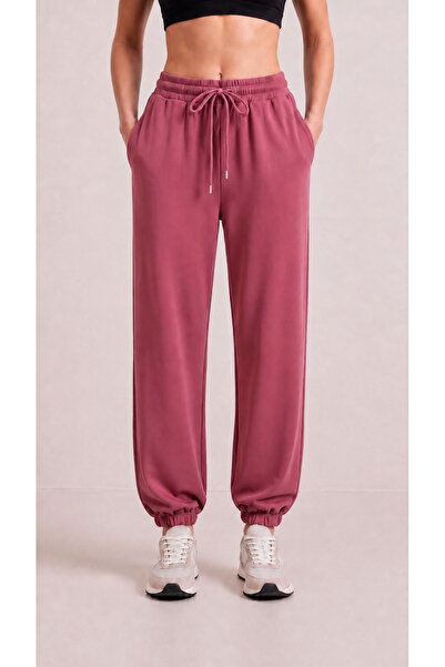 zazzia Women's Pink Modal Fabric Silky Textured Sweatpants