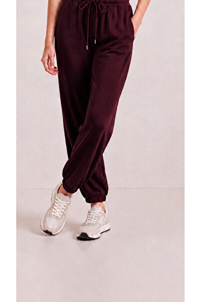 zazzia Women's Burgundy Modal Fabric Silky Textured Sweatpants