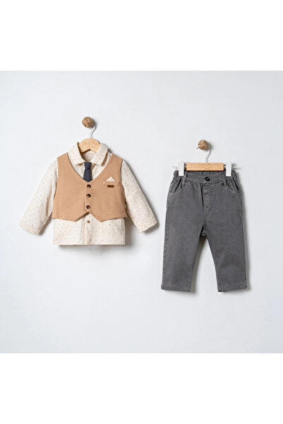 DIDuStore Mymi̇o Men's 9-24 Months Vest and Shirt 3-Piece Set