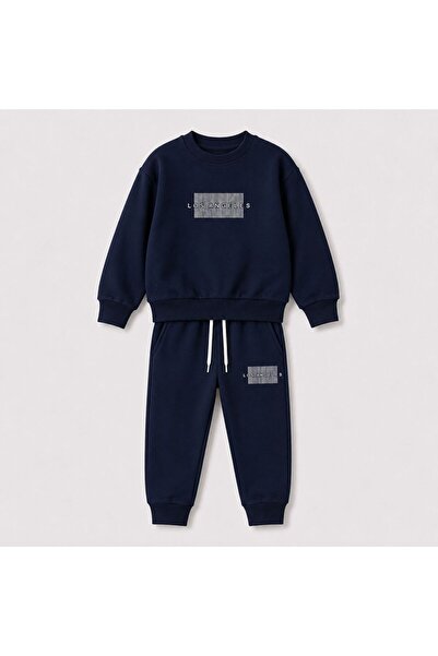 YİGİT BUTİK Boy's Los Angeles Printed Long Sleeve Top and Bottom Set