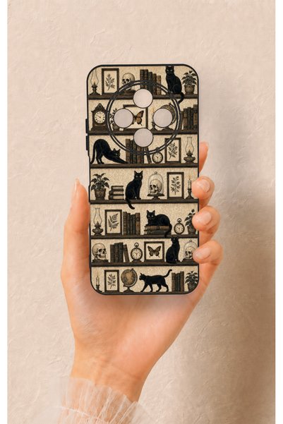 Vip Case Tecno Spark 30C Compatible Vintage Black Cat Pattern Silicone Case