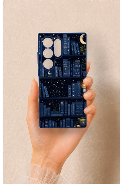 Vip Case Samsung S24 Ultra Compatible Night-Themed Bookshelf Patterned Silico...