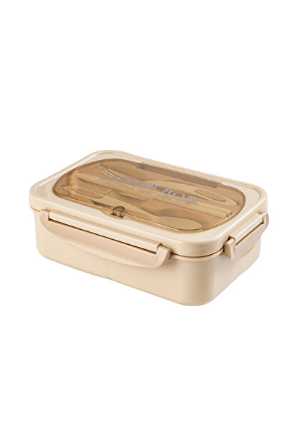 Generic Brand Set caserolă pentru adulți,cu tacâmuri,Bento,PP,bej