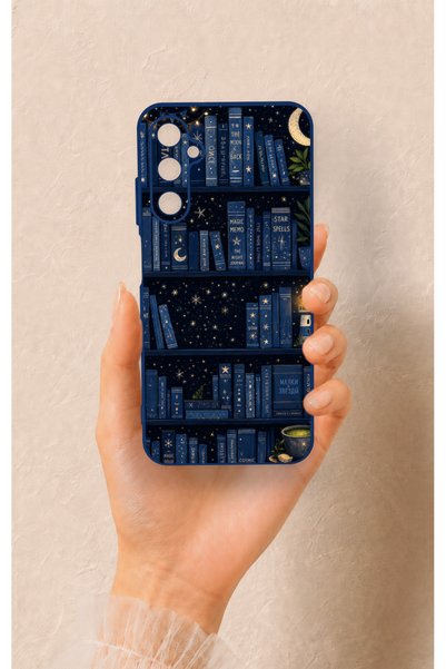 Vip Case Samsung A05S Compatible Night-Themed Bookshelf Patterned Silicone Case